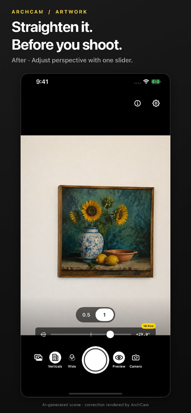 The same painting straightened after Artwork adjustment